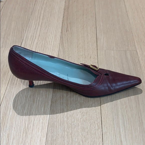 Sigerson Morrison Kitten Heel Burgundy Shoes - 7.5 - Picture 3 of 7